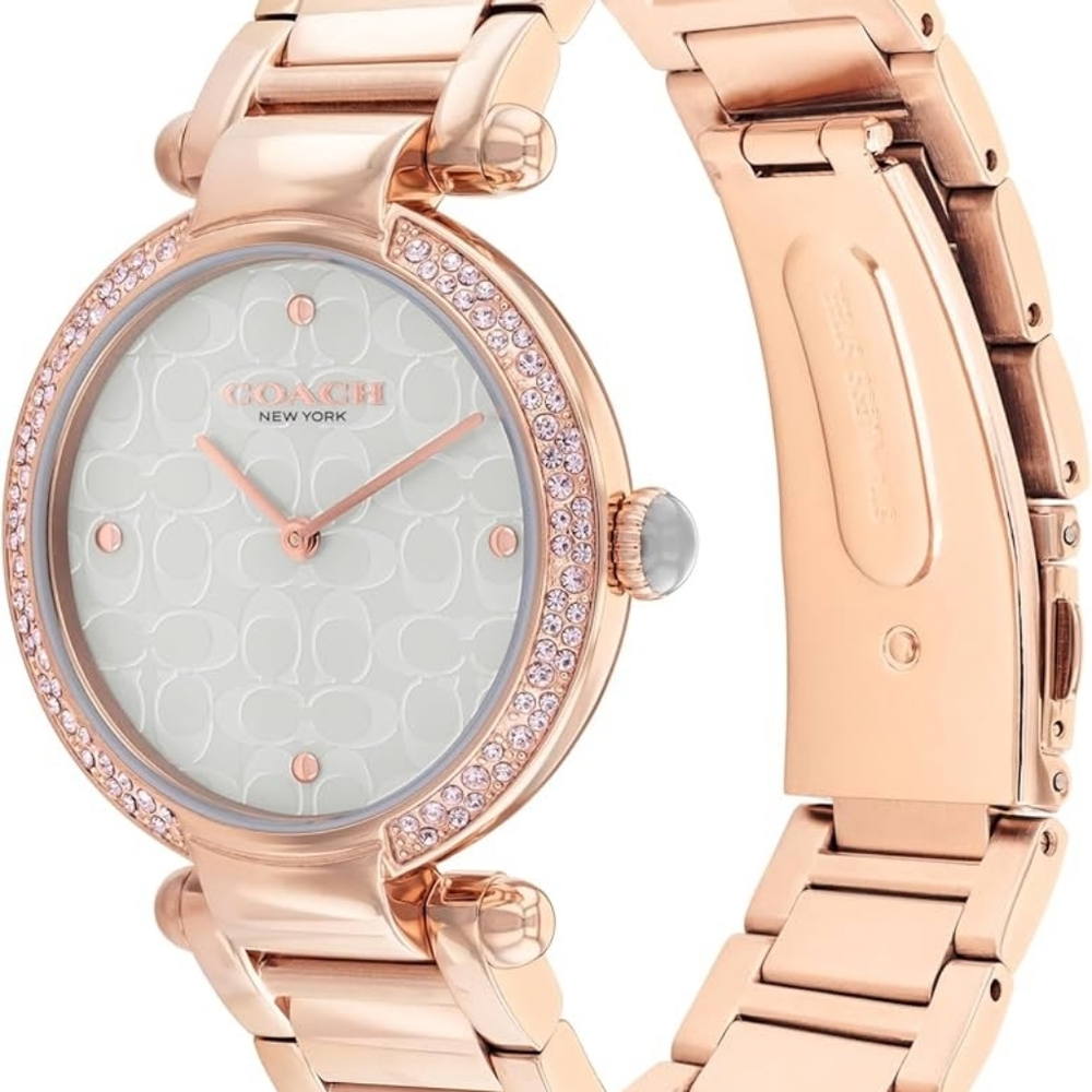 ✨New Authentic Coach Perfect Boyfriend Rose Gold Crystals Women's 14504184 Watch